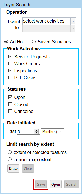 Create a Saved Layer Search