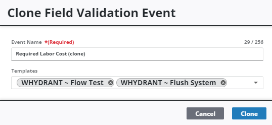 Clone a Validation Event