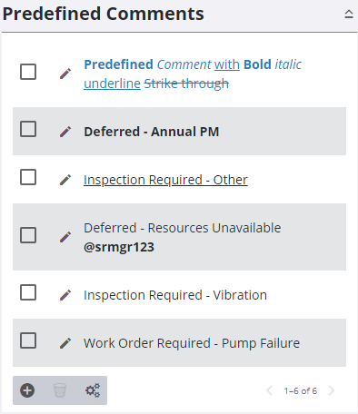Add or Edit Predefined Comments for a Work Order Category
