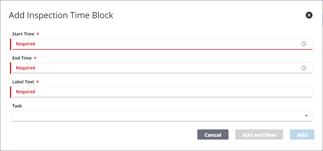 Drop Clock Inspection Add an Inspection Time Block