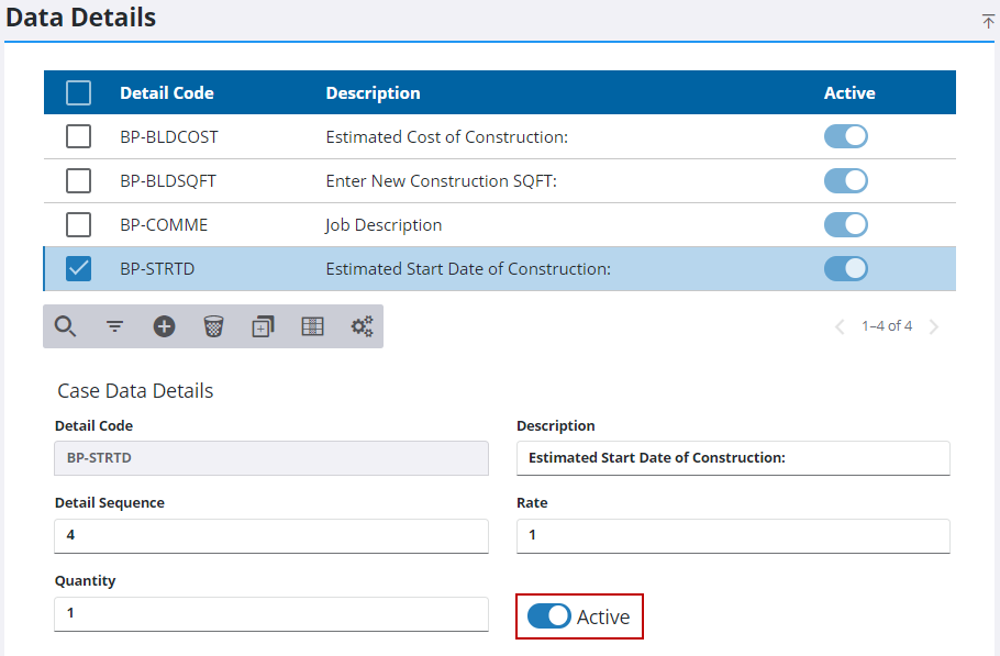 Remove a Case Data Detail