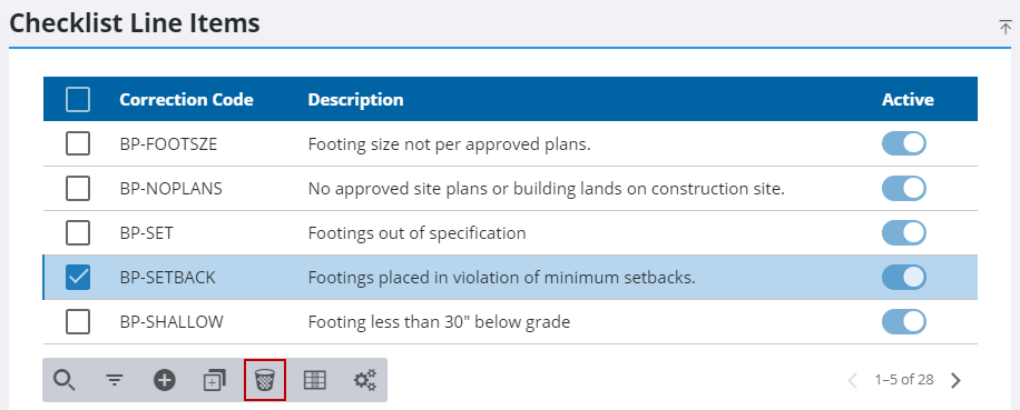 Remove a Checklist Line Item