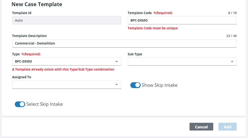 Clone a Case Template