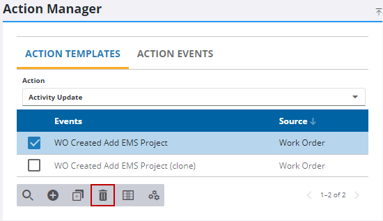 Remove an Action Template or Event