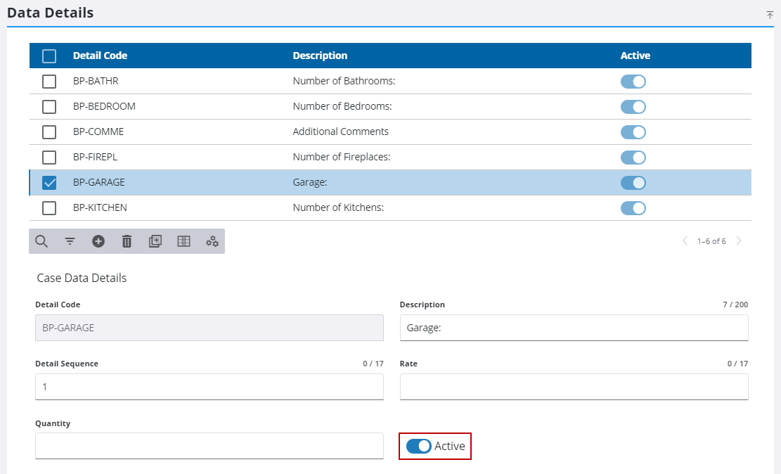 Remove a Case Data Detail