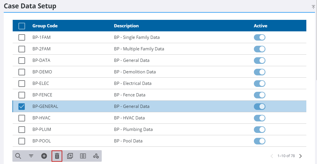 Remove a Case Data Group