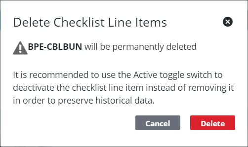 Remove a Checklist Line Item