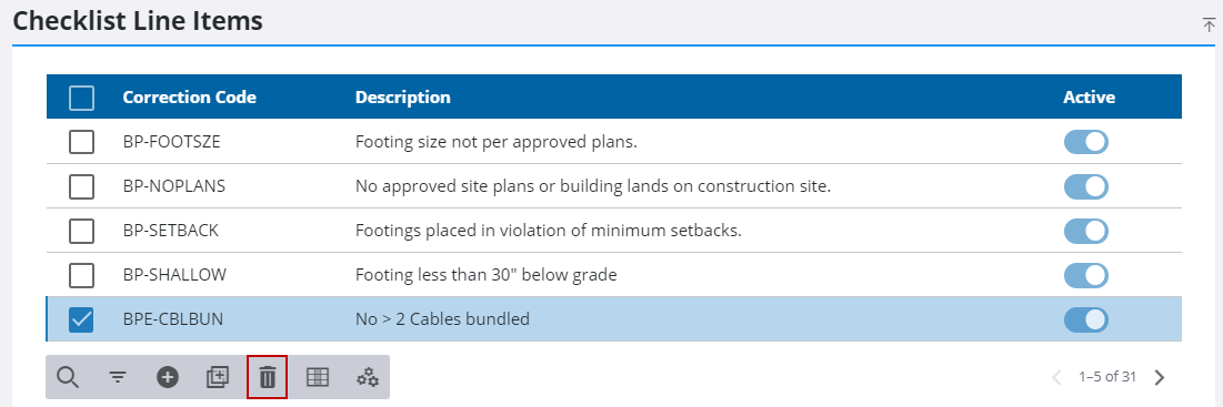 Remove a Checklist Line Item
