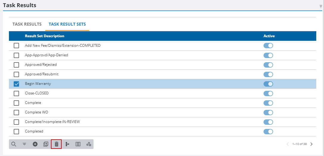 Remove a Task Result Set