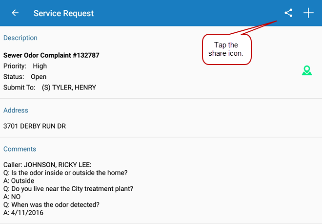 Open a Service Request in ArcGIS Collector
