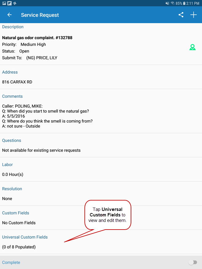 View or Edit Universal Custom Fields