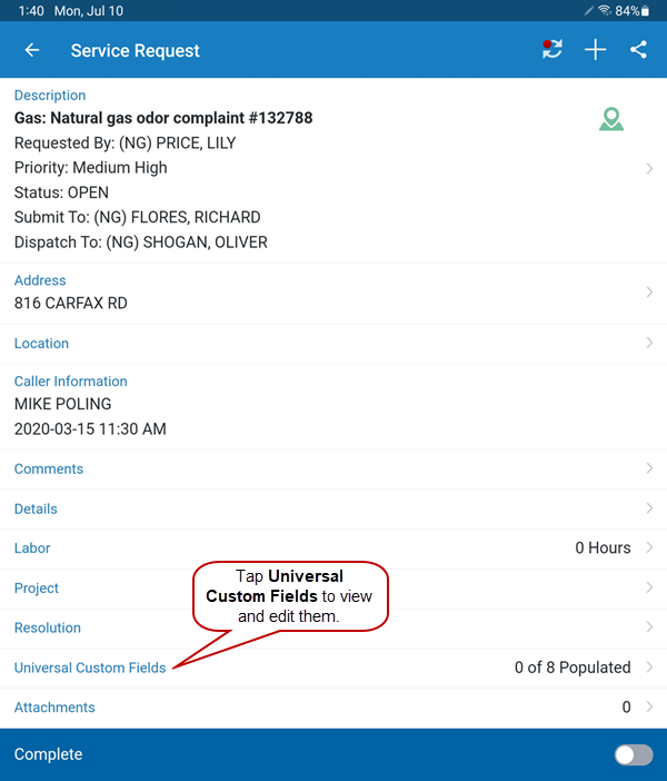 View or Edit Universal Custom Fields