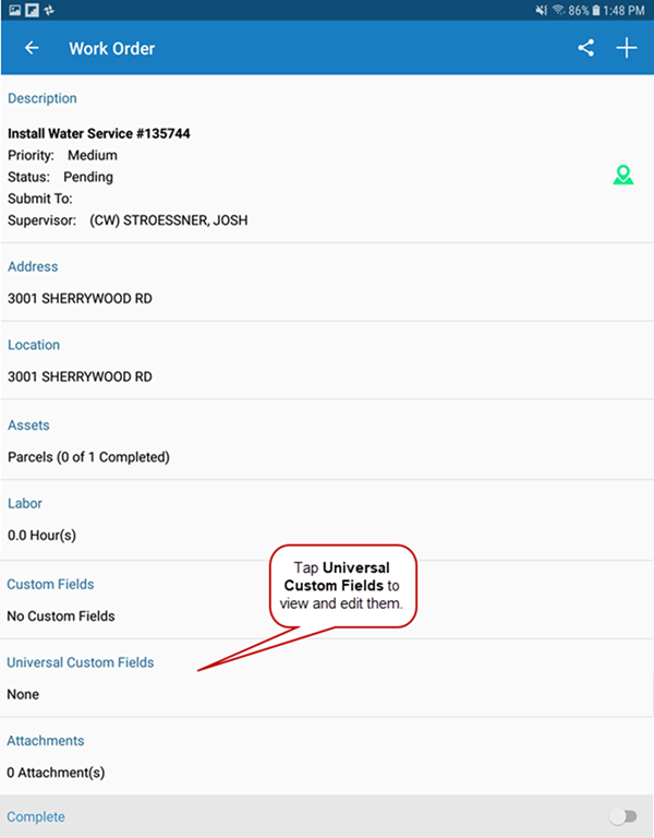View or Edit Universal Custom Fields