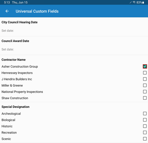 View or Edit Universal Custom Fields