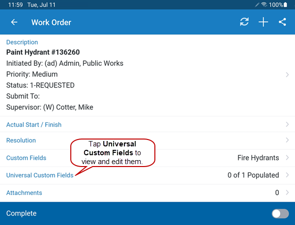 View or Edit Universal Custom Fields