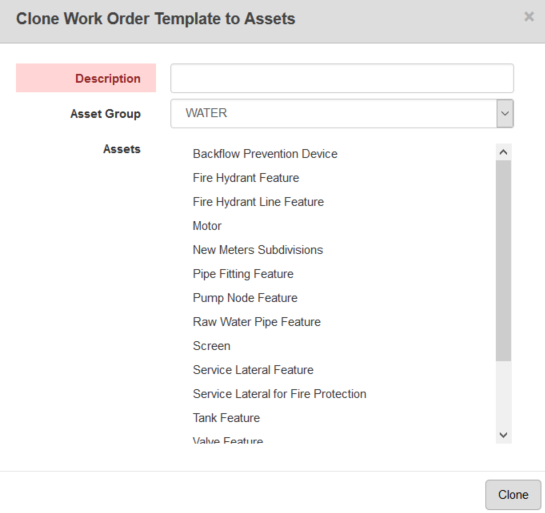 Clone a Work Order Template to a Different Asset Type