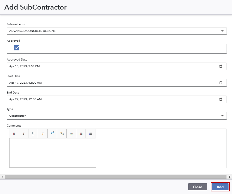 Add Contractor Information