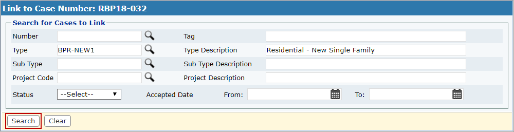 Link to Case Number Search Form