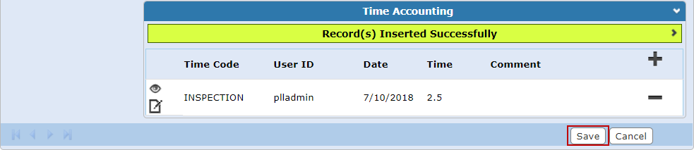 Time Accounting Record(s) Inserted Successfully