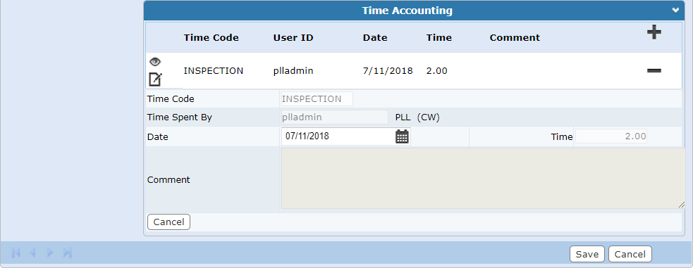 Time Accounting View Panel