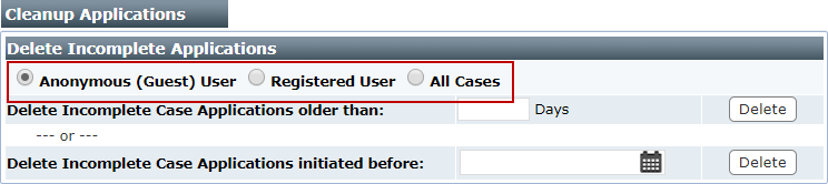Remove Incomplete Applications