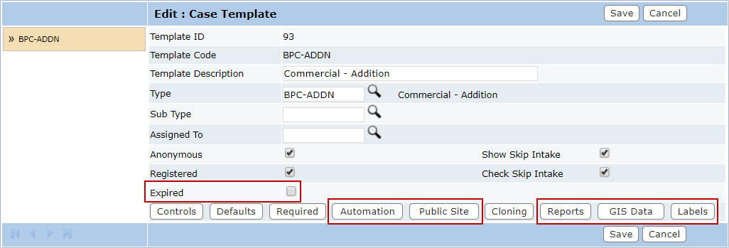 Edit a Case Template