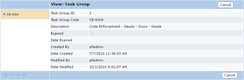 View a Task Group