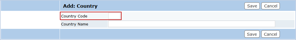 Adding Country Add a Country Code