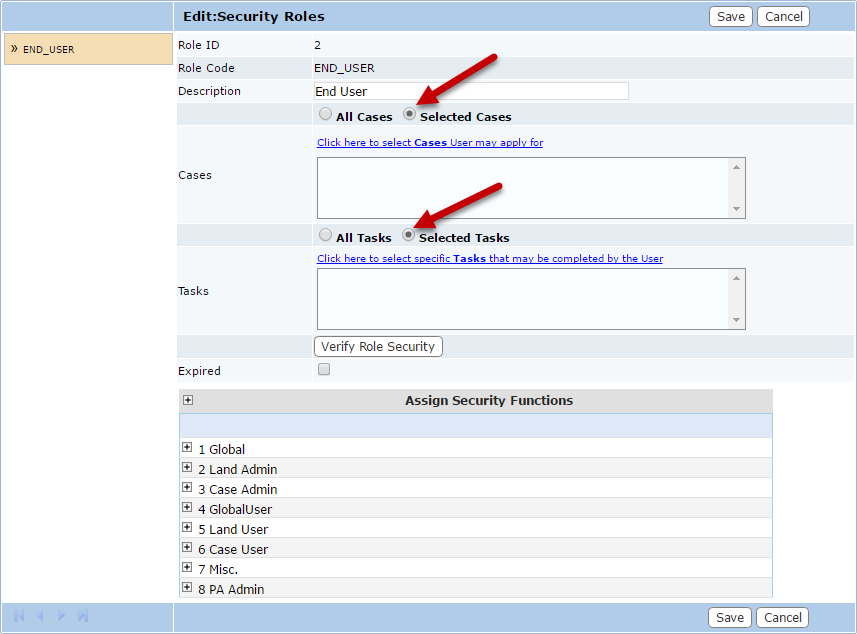 Edit a Security Role
