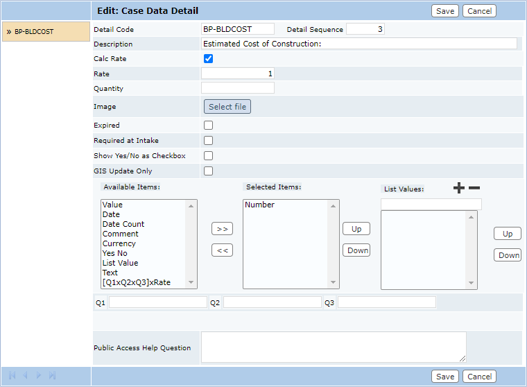 Case Data Detail Fields