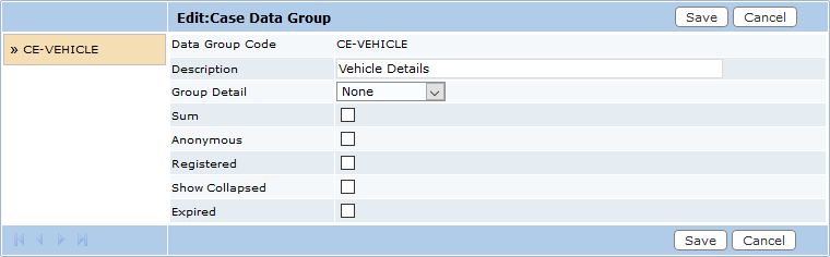 Case Data Setup Fields
