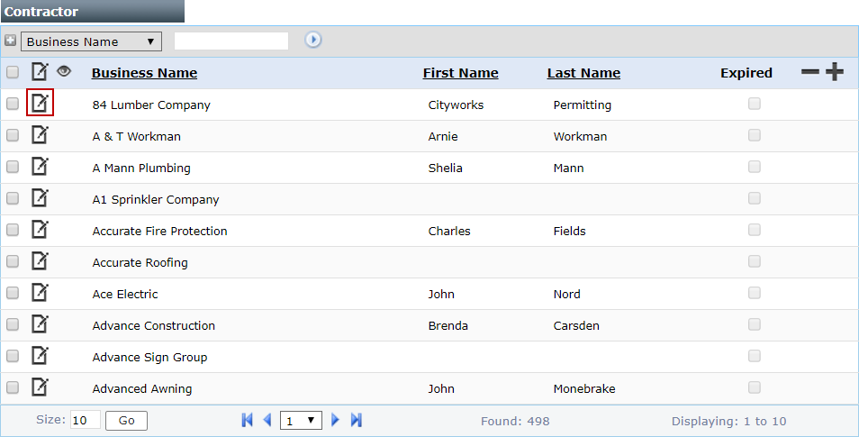 Edit a Contractor Record