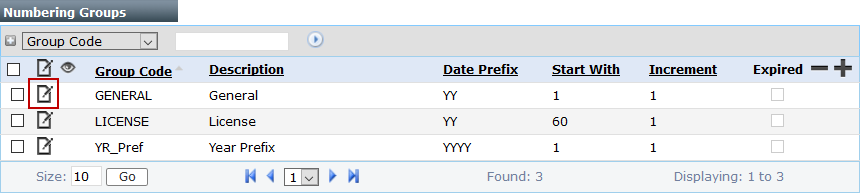 Edit Numbering Groups