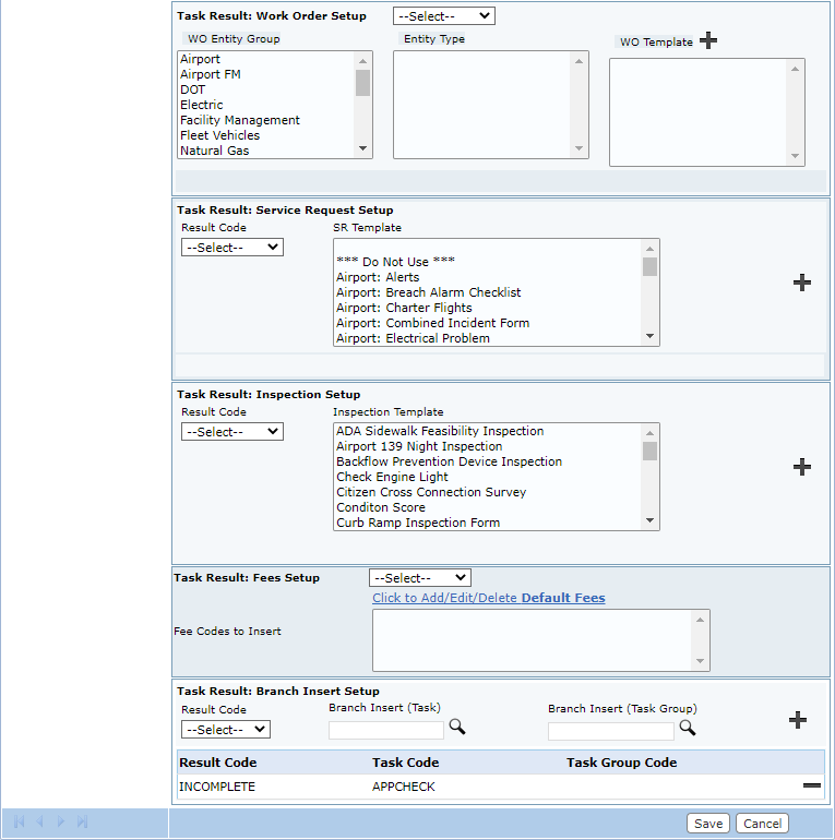 Task Setup Fields