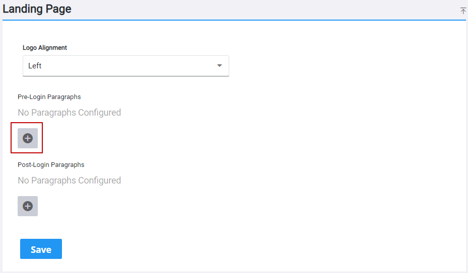 Text Pagepro Login Configure the Landing Page