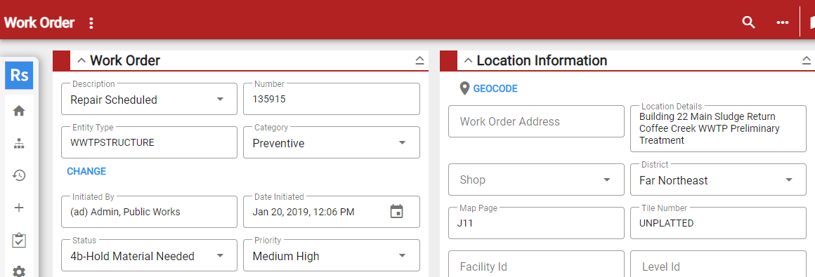 Navigate the Work Order Page