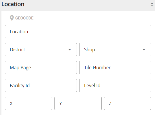 Location Panel Fields