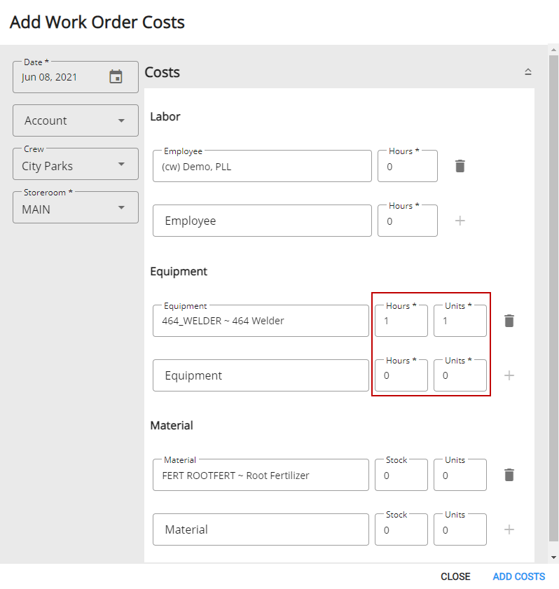 Add Work Order Costs
