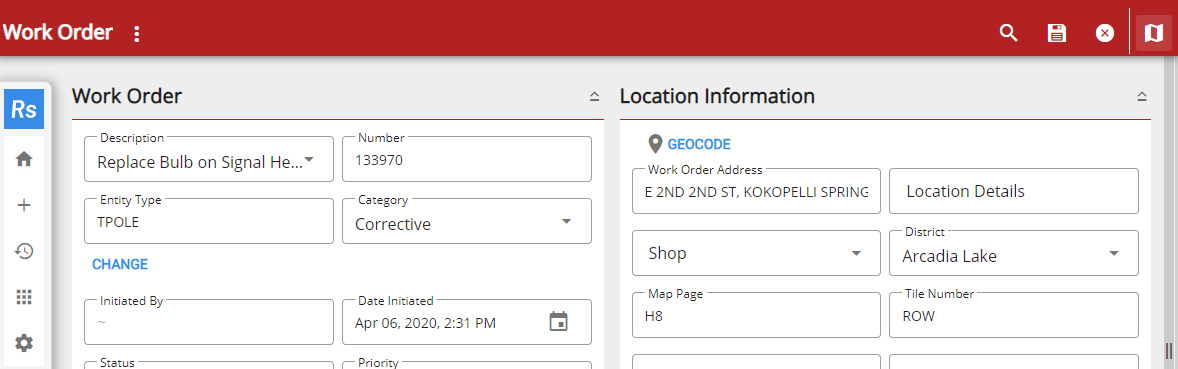 Navigate the Work Order Page