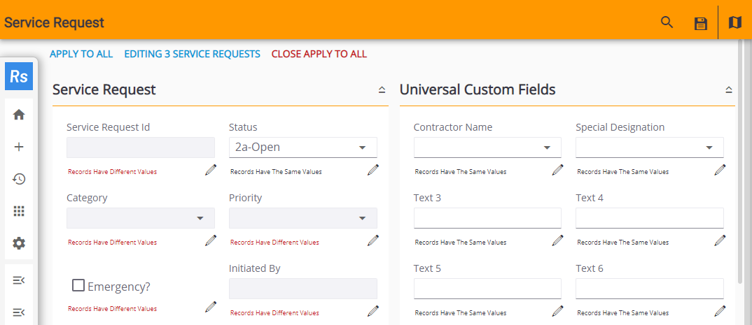 Edit Multiple Service Requests