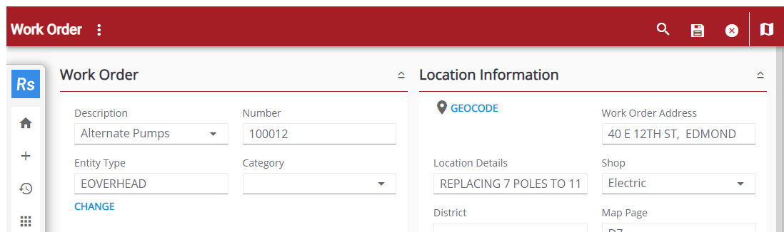 Navigate the Work Order Page