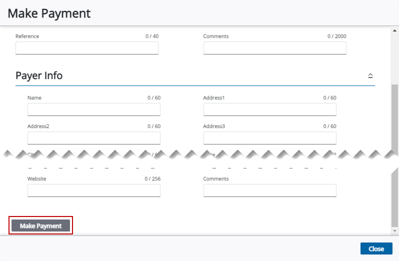 Image of Escrow Payment Make Payment with Payer Info expanded and Make Payment highlighted