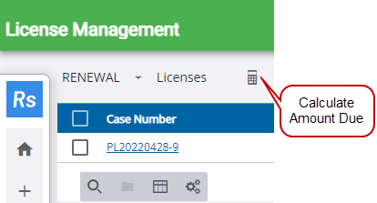 Image of License Management with Calculate Amount Due called out