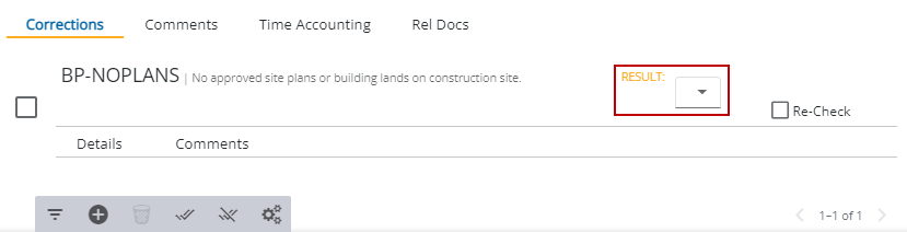 Image of Edit Task panel with Corrections open and Result highlighted
