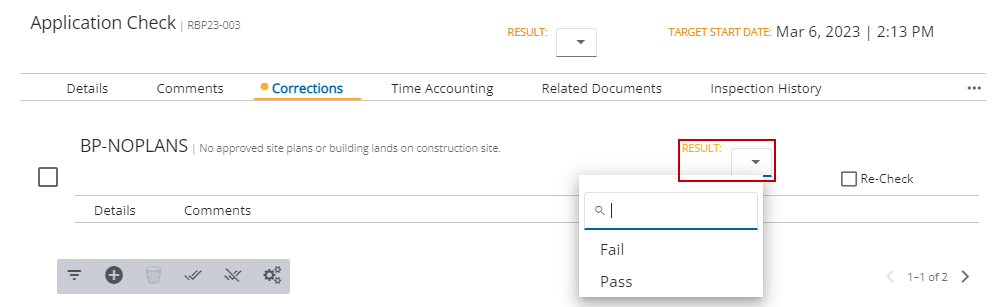 Image of Task Manager Results panel with Corrections section open and Result highlighted