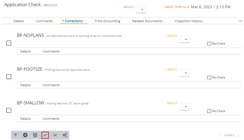 Image of Task Manager Results panel with Corrections open and Apply Defaults highlighted