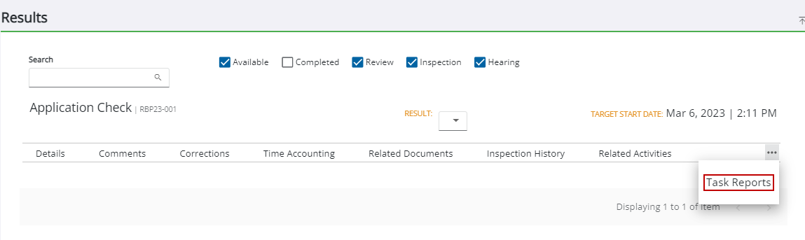 Image of Task Manager Results panel with Task Reports highlighted