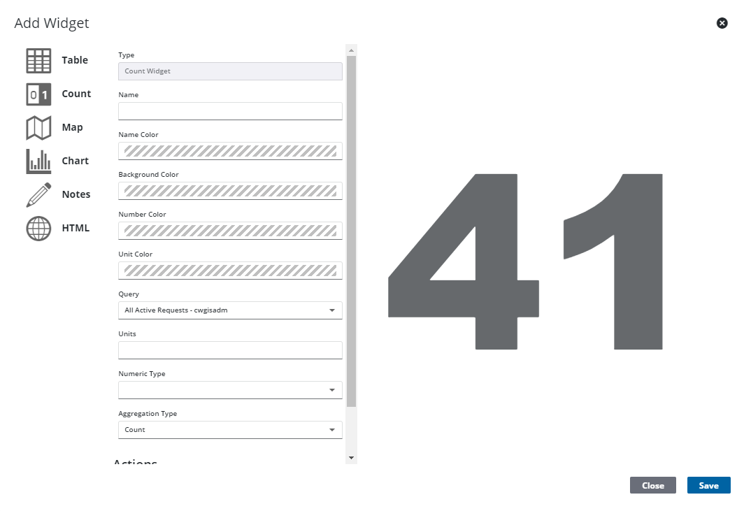 Add a Count Widget