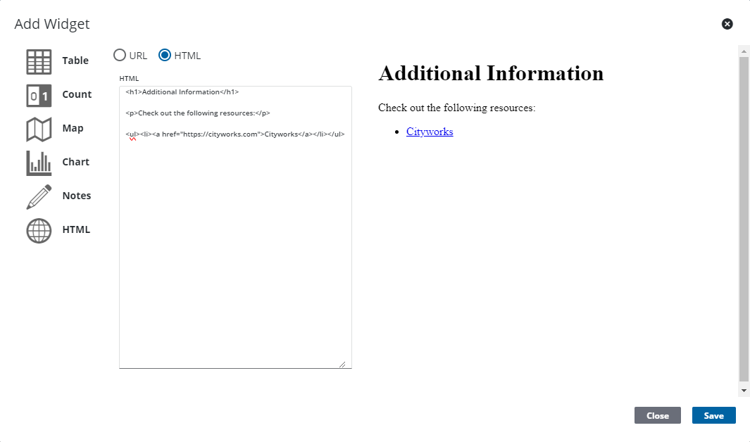 Add an HTML Widget