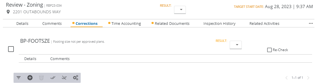 Image of Task Manager Results panel with Corrections section open